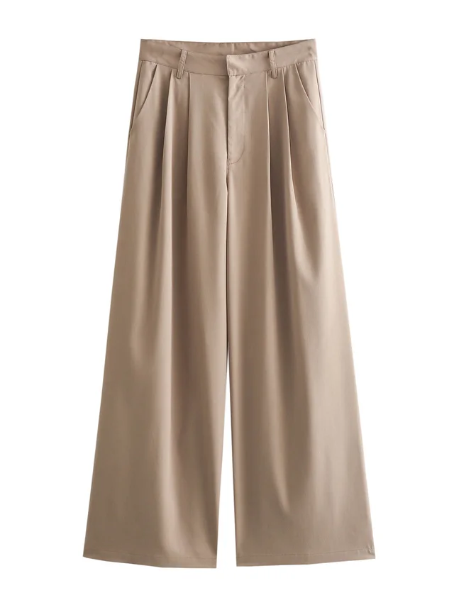 Loose Short Suit Coat & High Waist Trousers Suit Khaki Trousers - Shop at LoveMi