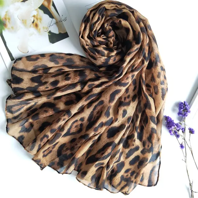 Printed Scarf Leopard Print Voile 90cm Scarf Pb79014 1 - Shop at LoveMi