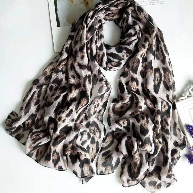 Printed Scarf Leopard Print Voile 90cm Scarf Pb79014 2 - Shop at LoveMi