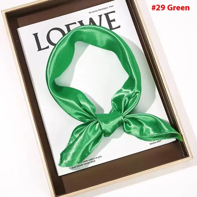 Solid Color Square Scarf Artificial Silk Small Square Towel 29 Fruit Green - Shop at LoveMi