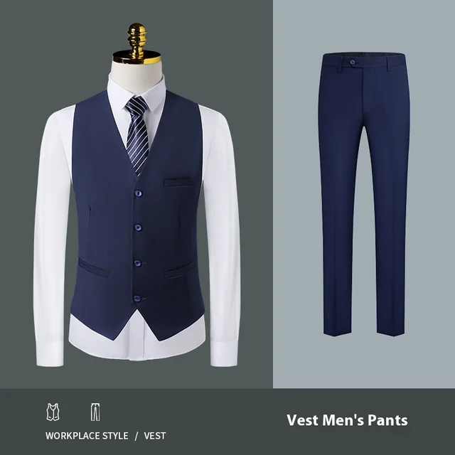 Lobby Manager Workwear Waistcoat Pants Suit Men'S Sapphire Blue Vest Pants - Shop at LoveMi