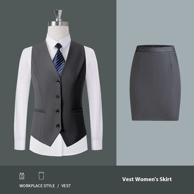 Lobby Manager Workwear Waistcoat Pants Suit Women'S Gray Jumper Dress - Shop at LoveMi
