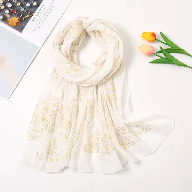Vintage Bronzing Small Flower Cotton Scarf 5 White - Shop at LoveMi