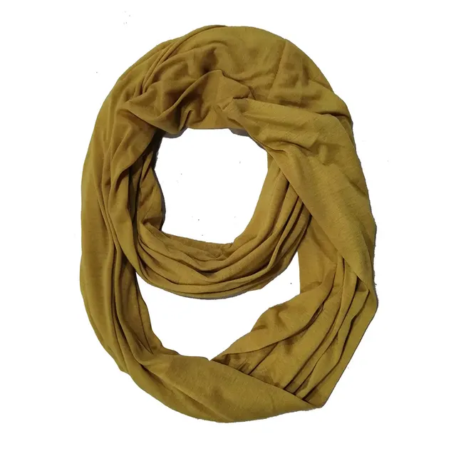 Creative Scarf Women's Solid Color Jersey Storage Zipper Pocket Scarf Turmeric No 17 Color - Shop at LoveMi