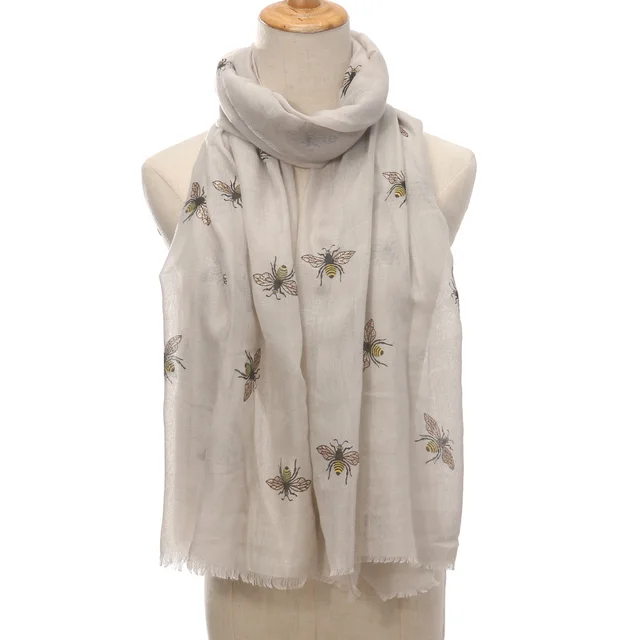 Bee Print Women's Neck Warmer Travel Sun Protection Shawl Beige - Shop at LoveMi