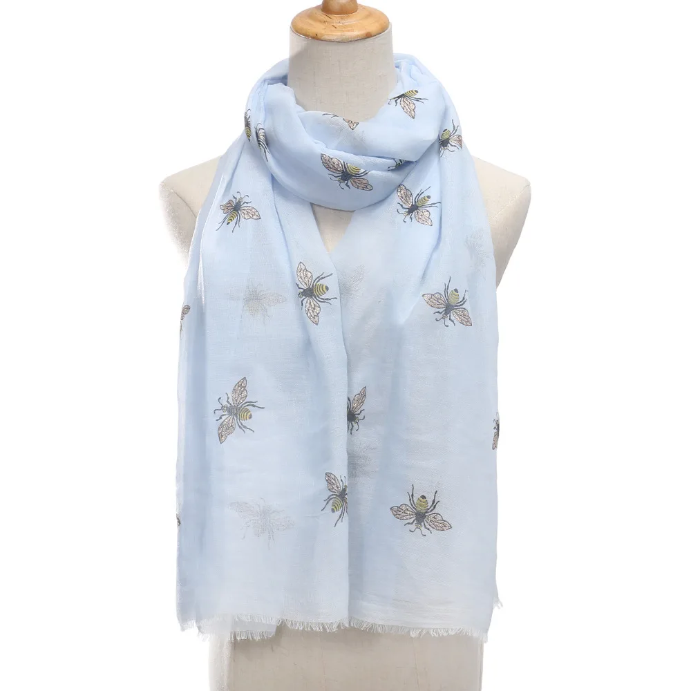 Bee Print Women's Neck Warmer Travel Sun Protection Shawl Blue - Shop at LoveMi