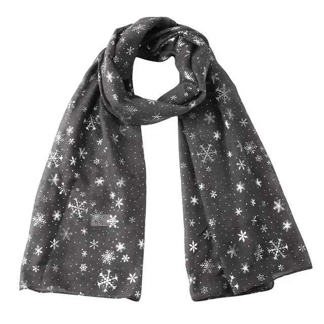 Scarf Christmas Gift Snowflake Hot Silver Dot Scarf Dark Gray - Shop at LoveMi