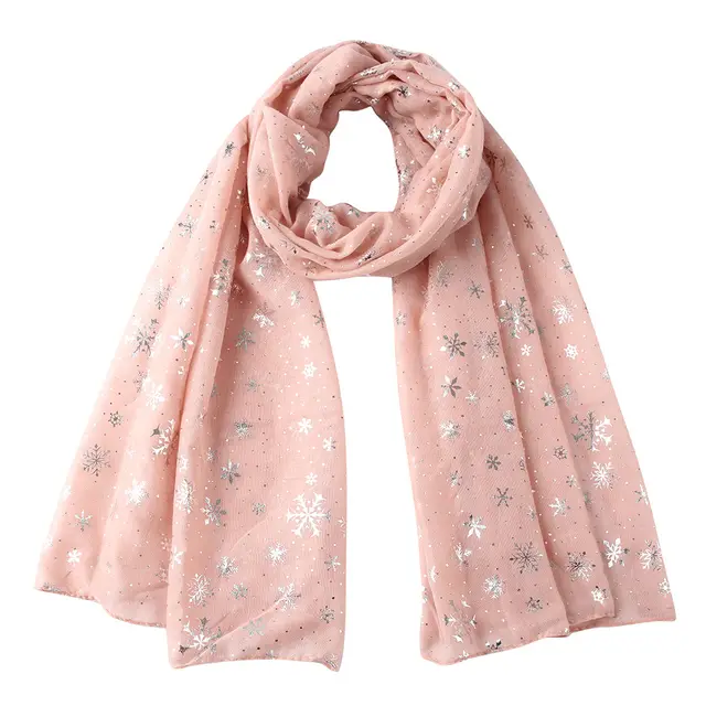 Scarf Christmas Gift Snowflake Hot Silver Dot Scarf Pink - Shop at LoveMi