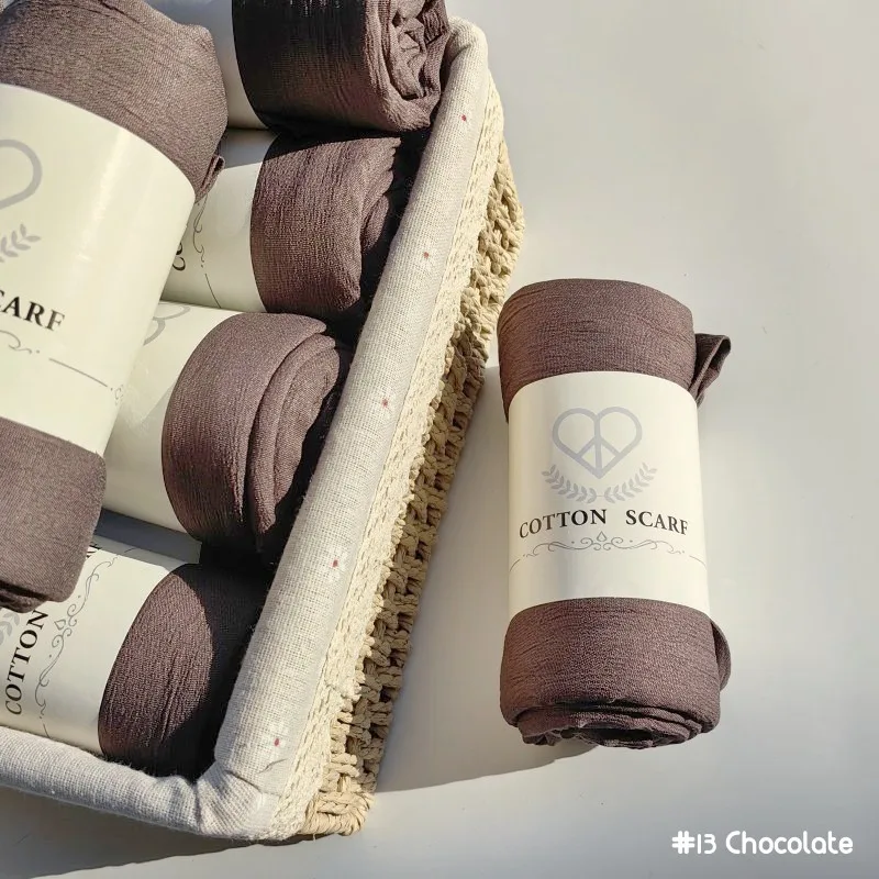 Fashion Bag Scarf Rayon Natural Wrinkle Scarf - 13Chocolate
