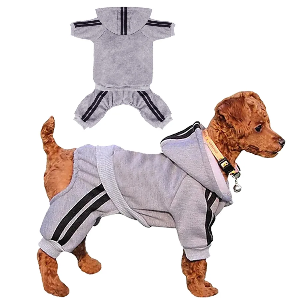 Hooded Casual Pet Dog Hoodie Striped Gray - Shop at LoveMi