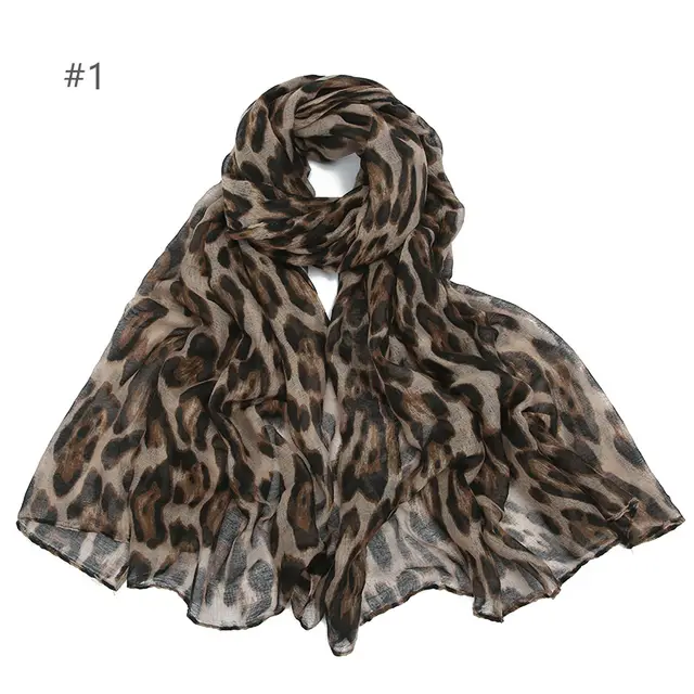 Cross border Travel Sun Protection Voile Printed Classic Leopard Pattern Flat Panel Women's Toe Cap Scarf No 1 - Shop at LoveMi