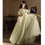 Off-shoulder Evening High-end Affordable Luxury Niche Dress - Fruit Green