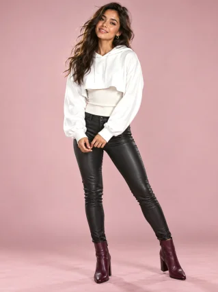 Ins Irregular With Personality Cropped Long-sleeved Top - White