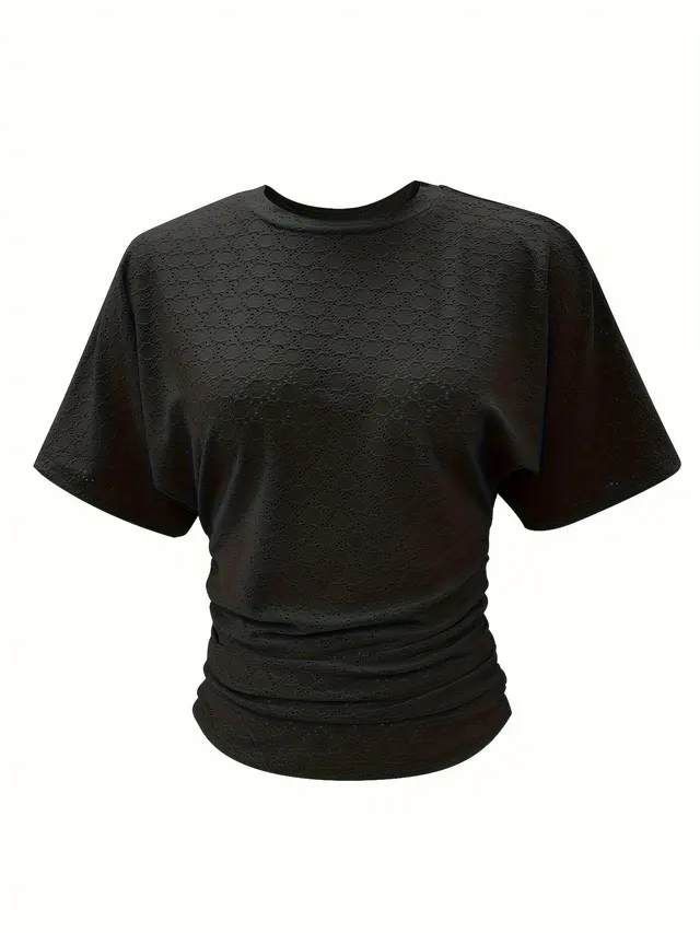 Elegant Solid Color Knitted Jacquard Women's Top Black - Shop at LoveMi