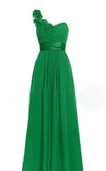 Women's Multi Colored Slanted Neck Sleeveless Strapless Long Dress - Green