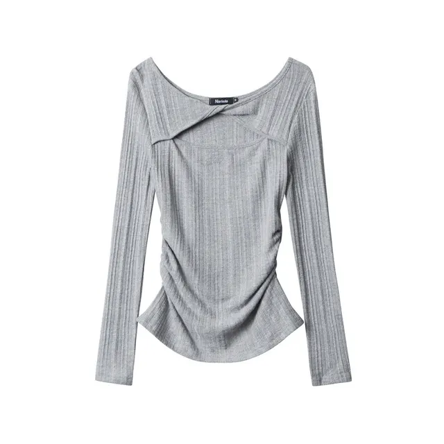Design Sense Irregular Top Slimming Flower Gray - Shop at LoveMi