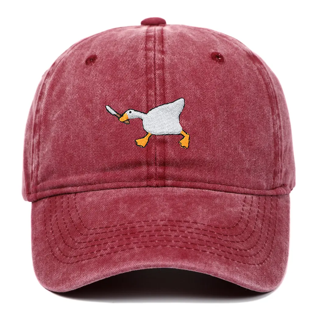 Funny Embroidery Baseball Cap Men Women Trendy All-match - Wine Red