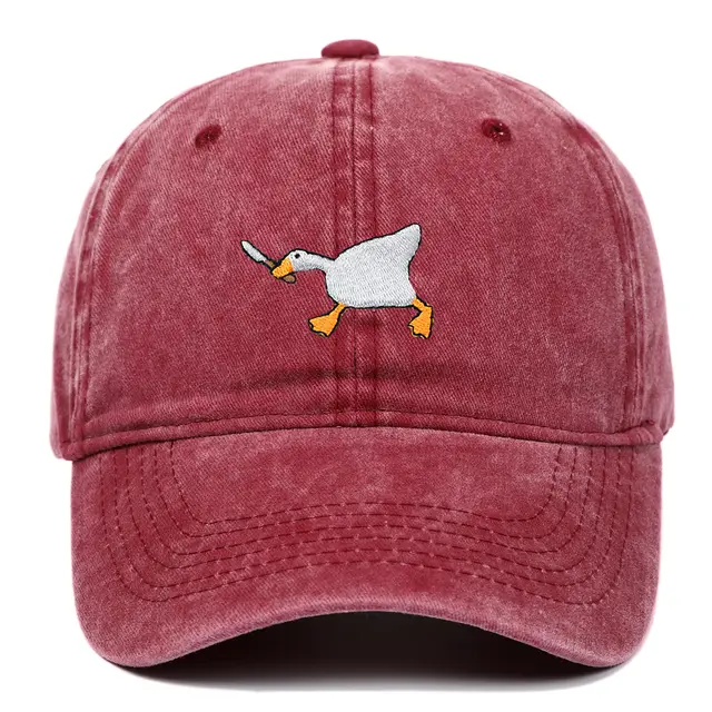 Funny Embroidery Baseball Cap Men Women Trendy All match Wine Red - Shop at LoveMi