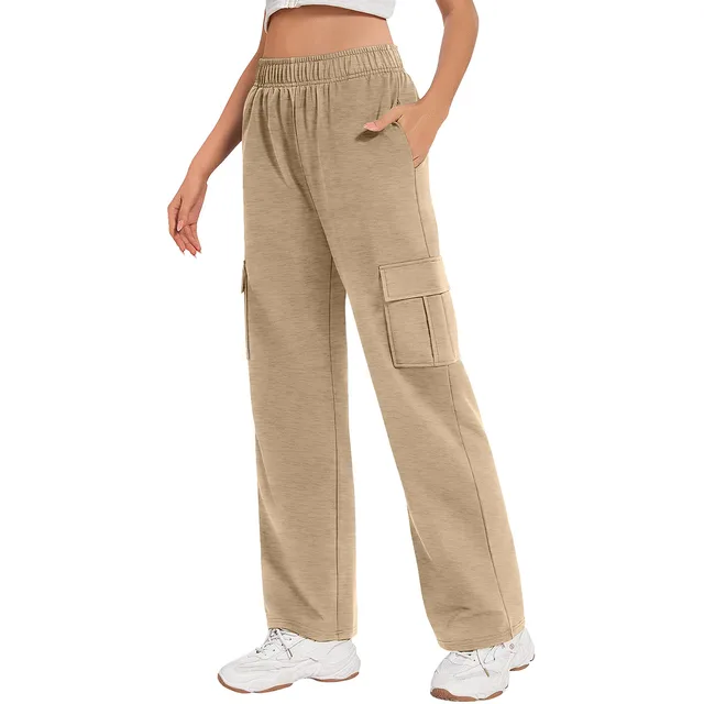 Overalls For Women Loose Elastic Waist Wide Leg Khaki - Shop at LoveMi