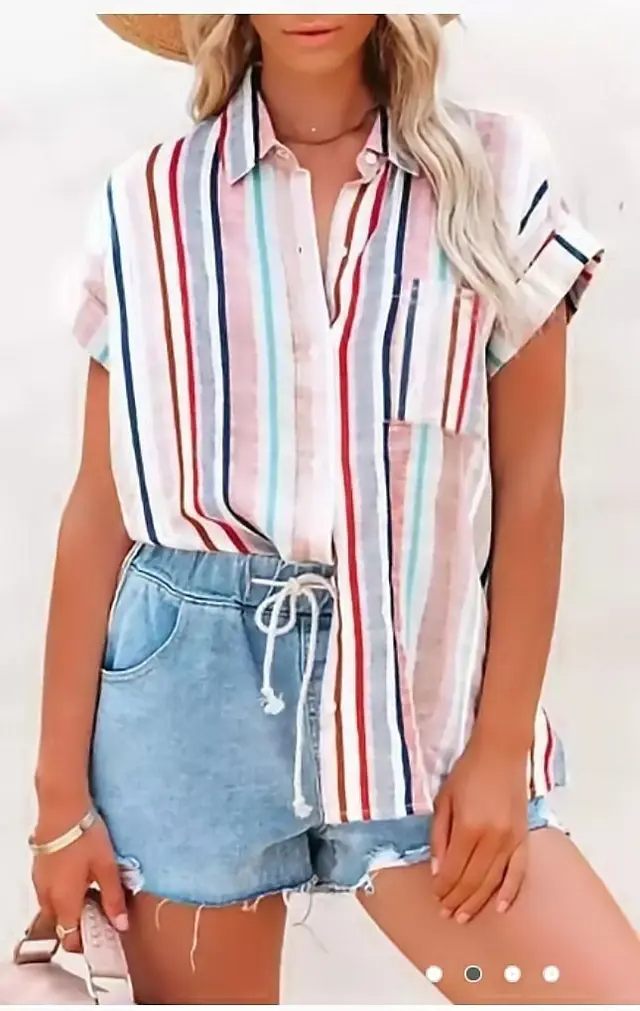 Women's Striped Short sleeved Shirt Stripes - Shop at LoveMi