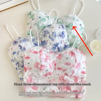 Floral Strap Lace Tube Top Breathable Push Up Green - Shop at LoveMi