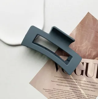 Women's Simple And Versatile Solid Color Grip Clip - Square Grip Dark Cyan 8.5Cm