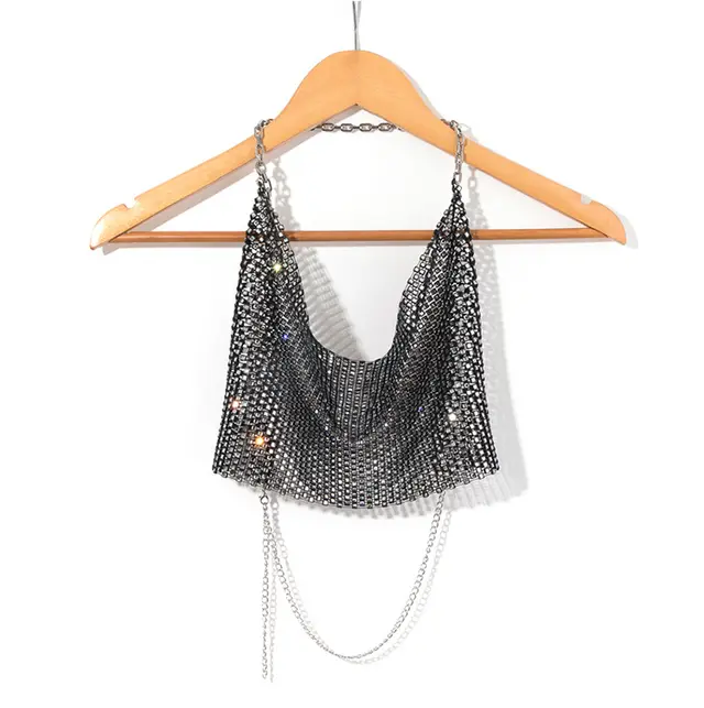 Camisole Women Backless Rhinestone Midriff baring Top Women Black - Shop at LoveMi