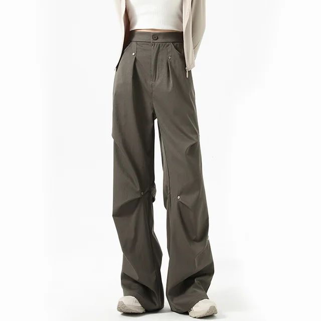 Rivet Design Small Straight Casual Pants Army Green - Shop at LoveMi