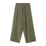 Design Elastic Waist Stone Washed Tencel Matte Casual Trousers - Army Green
