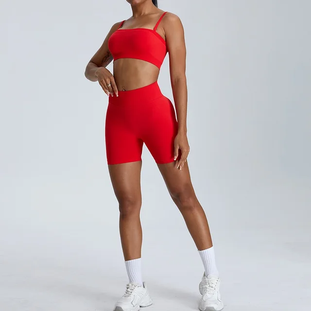 Seamless Dopamine Peach Exercise Suit Bra Shorts - Shop at LoveMi