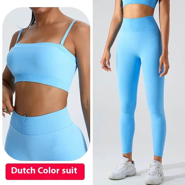 Seamless Dopamine Peach Exercise Suit Dutch Bra Trousers - Shop at LoveMi