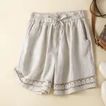 Summer Thin Linen Shorts For Women - Hemp Color-3Xl - View 1