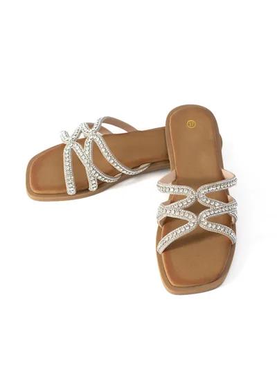 Women's Flat Fashionable Casual Slippers Silver - Shop at LoveMi