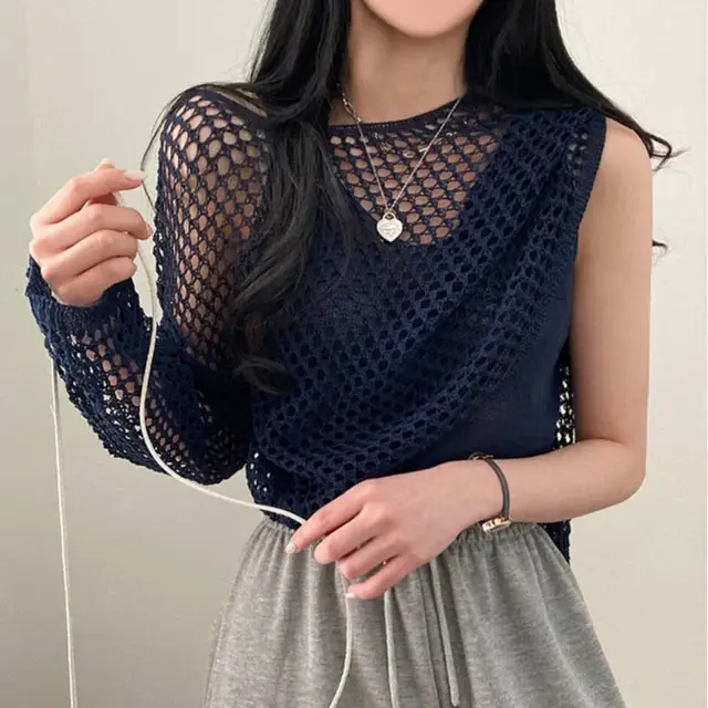 Fashion Women's Sun Protective Blouse Two piece Set Navy Blue - Shop at LoveMi