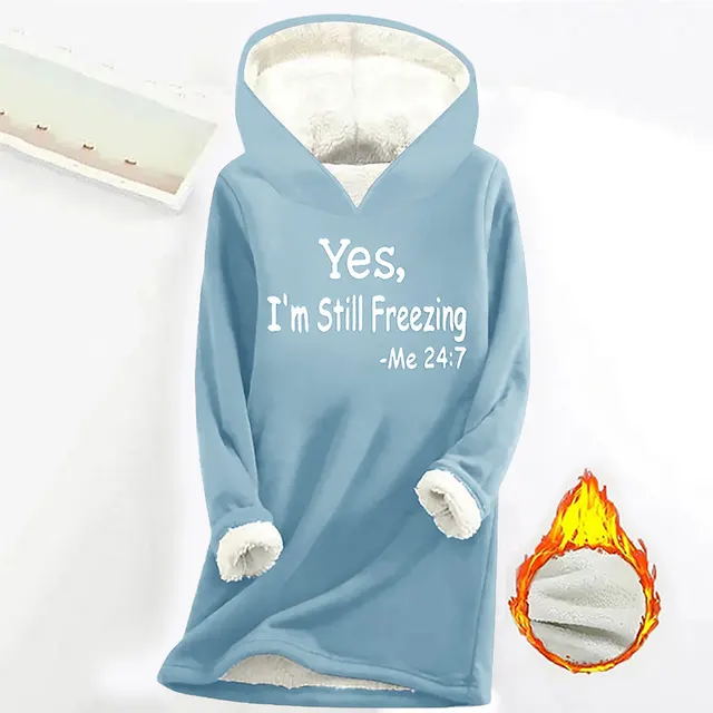 Women's Offset Print Pullover Long Sleeve Casual Plush Sweater Sky Blue - Shop at LoveMi