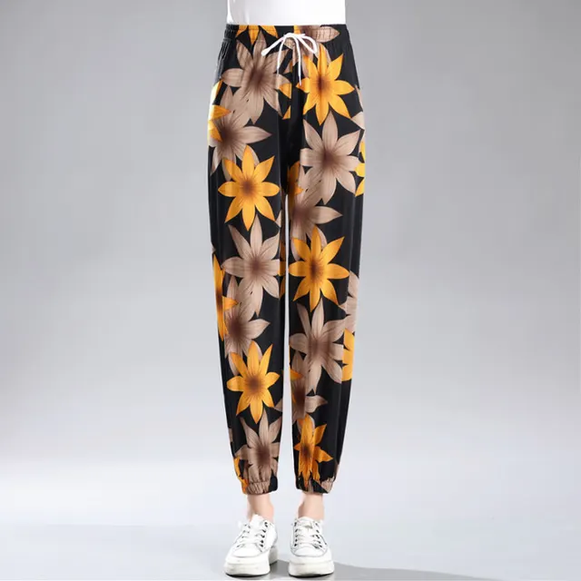Elastic Plus Size Summer Anti Mosquito Pants Sunflower - Shop at LoveMi