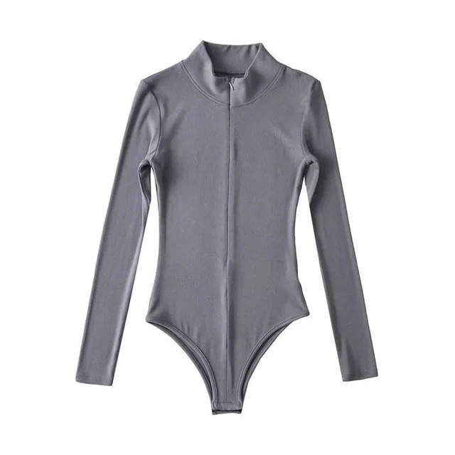 Stand Collar T shirt Female Autumn And Winter Rompers Dark Gray - Shop at LoveMi