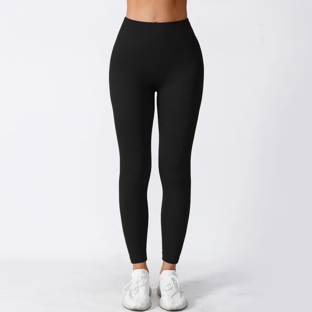 Women's Tight High Elastic Running Sports Thread High Waist Yoga Pants Black - Shop at LoveMi