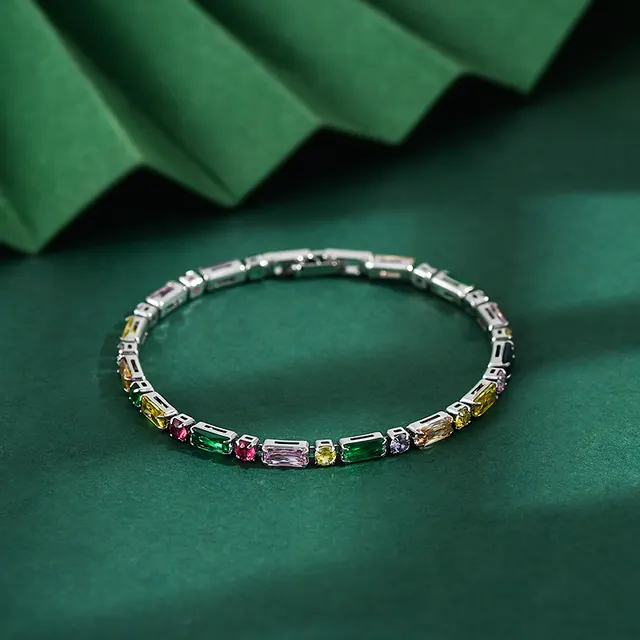Micro inlaid Color Zircon Claw Chain Niche Design Bracelet Silver Sl60824 - Shop at LoveMi