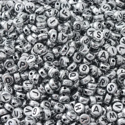 Acrylic Letter Beaded Jewelry Accessories Antique Silver Black Letters - Shop at LoveMi