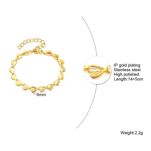 Stainless Steel Lucky Tree Butterfly Wheat Triangle Geometric 18K Gold Bracelet Br 855 - Shop at LoveMi