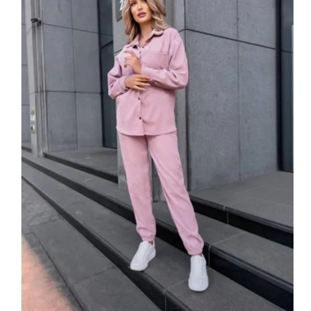 Fashionable Warm Satin Velvet Metal Button Long Sleeve Shirt Spat Pink - Shop at LoveMi