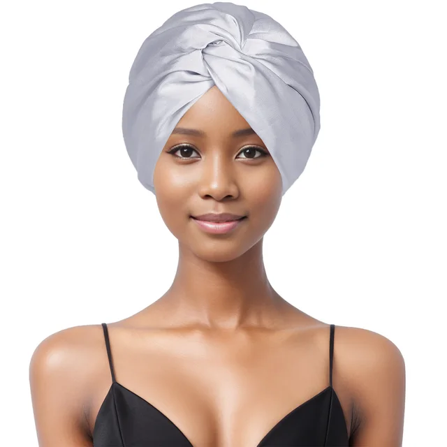 Double Layer Nightcap Cross Twist Shower Cap Silver - Shop at LoveMi