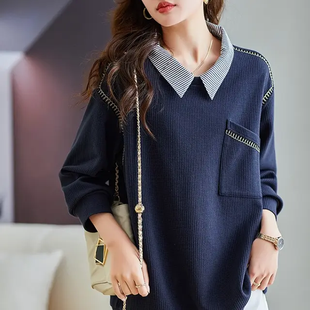 Polo Collar False Two piece Sweaters Women's Spring And Autumn - Shop at LoveMi