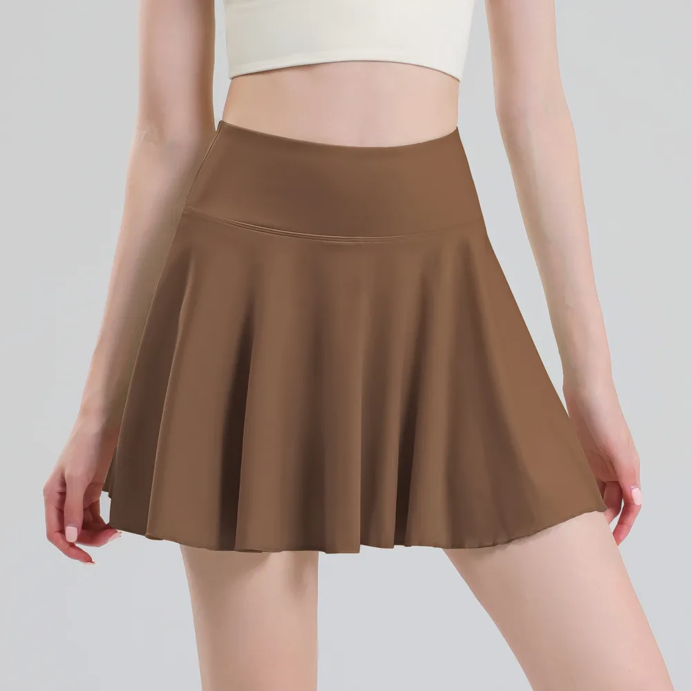 Tennis Skirt Female Yoga White Badminton Pleated Brown - Shop at LoveMi