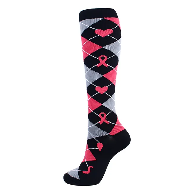 Calf Sports Running Compression Stockings Black Plaid Ribbon - Shop at LoveMi