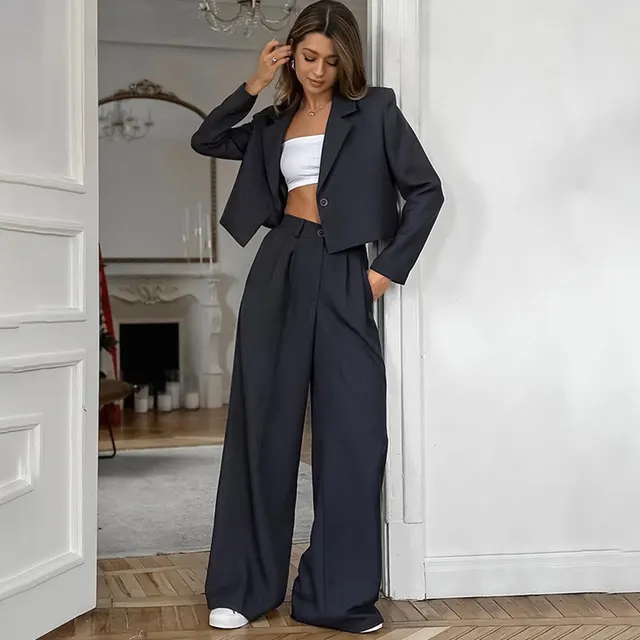 Simple Fashion Women's Suit Long Sleeve Niche Dark Gray - Shop at LoveMi