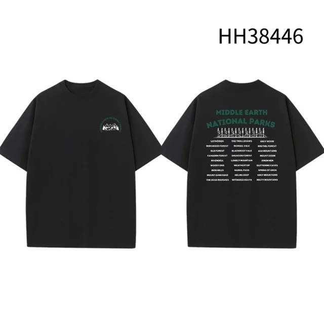 Printed Pattern Casual Summer Men And Women Short Sleeve Hh38446 Black - Shop at LoveMi
