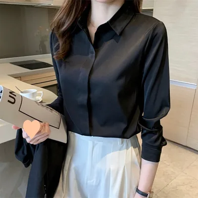 Female Temperament Commuting Professional Long Sleeved Shirt Black Long Sleeve - Shop at LoveMi