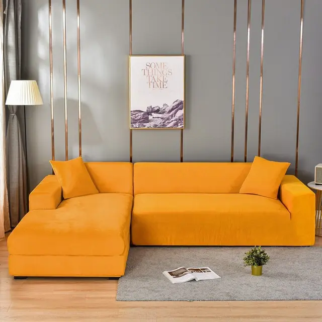 Silver Fox Velvet Plush Sofa Cover All inclusive High Elasticity Sofa Cushion Cover Home Fabric Super Soft Sand Silver Fox Velvet Gold - Shop at LoveMi